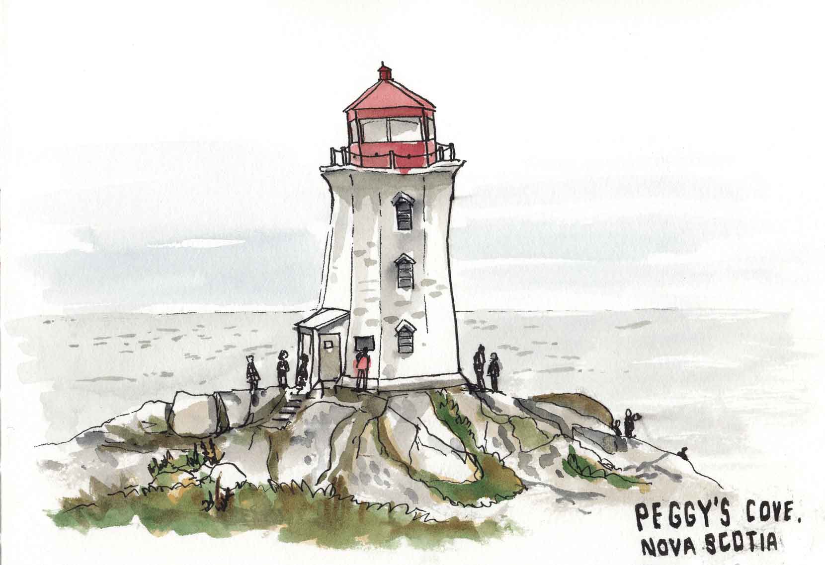 Peggy's cove in watercolour